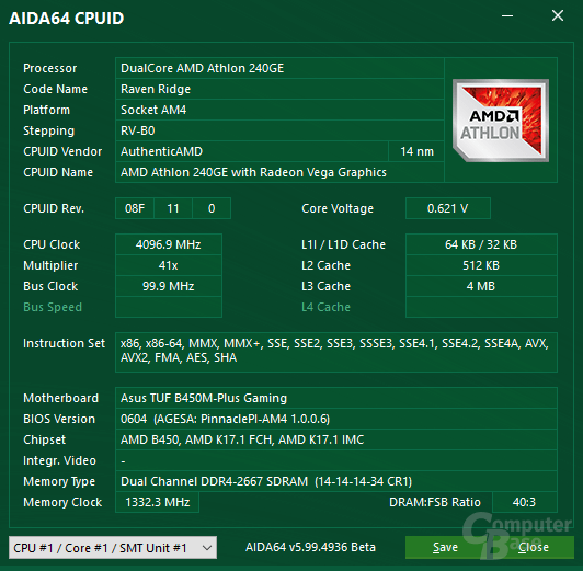 AMD Athlon 240GE with 4.1 GHz