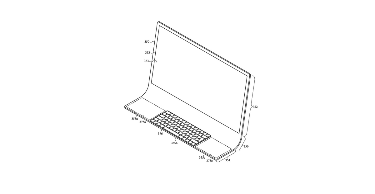 iMac in curved glass, keyboard included Patent