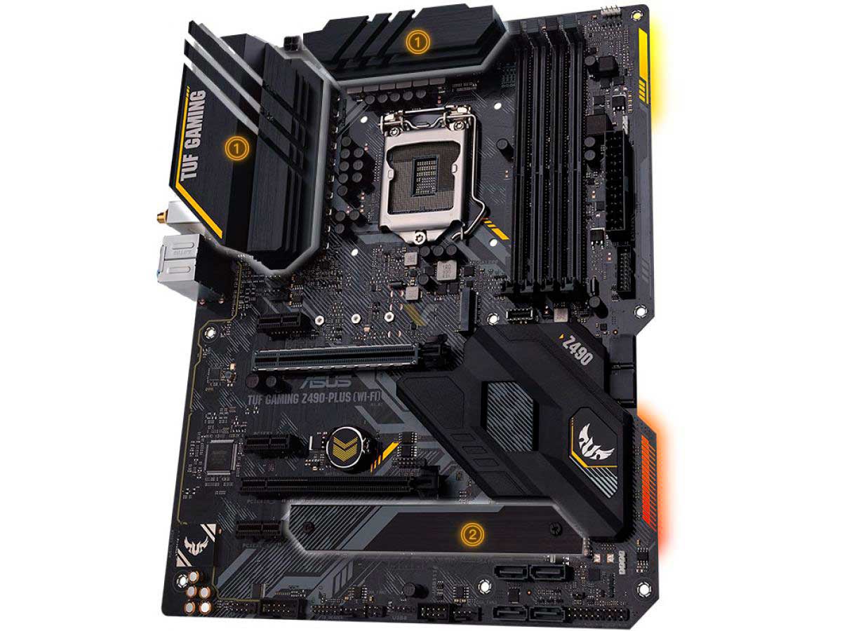 ASUS-Z490-TUF-PLUS-1 "width =" 1200 "height =" 900 "srcset =" https://hardzone.es/app/uploads-hardzone.es/2020/04/ASUS-Z490-TUF-PLUS -1.jpg 1200w, https://hardzone.es/app/uploads-hardzone.es/2020/04/ASUS-Z490-TUF-PLUS-1-300x225.jpg 300w, https://hardzone.es/app /uploads-hardzone.es/2020/04/ASUS-Z490-TUF-PLUS-1-1024x768.jpg 1024w, https://hardzone.es/app/uploads-hardzone.es/2020/04/ASUS-Z490- TUF-PLUS-1-768x576.jpg 768w, https://hardzone.es/app/uploads-hardzone.es/2020/04/ASUS-Z490-TUF-PLUS-1-200x150.jpg 200w "sizes =" ( max-width: 1200px) 100vw, 1200px "/></p>
<p>There is not much information about this model beyond what we can see in the images. Will include <strong>two PCIe X16 and three PCIe X1, Wi-Fi module and two M.2 slots</strong>, one of them cooled by heatsink.</p><div class=