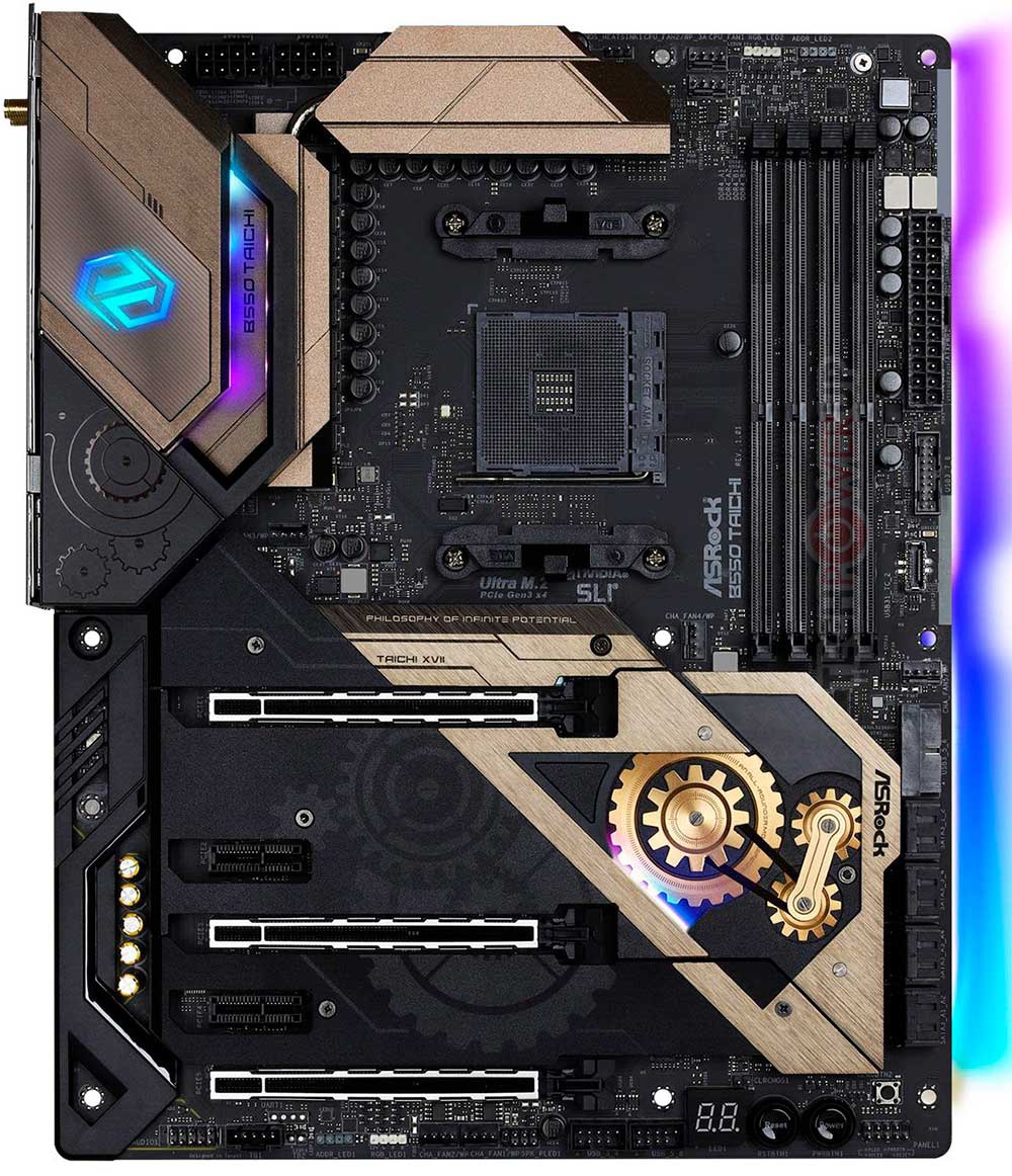 ASRock-B550-Taichi "width =" 1000 "height =" 1162 "srcset =" https://www.bitcoinminershashrate.com/wp-content/uploads/2020/05/1588878626_608_B550-motherboards-filtered-the-first-models-with-this-chipset.jpg 1000w, https: //hardzone.es/app/uploads-hardzone.es/2020/05/ASRock-B550-Taichi-258x300.jpg 258w, https://hardzone.es/app/uploads-hardzone.es/2020/05/ASRock -B550-Taichi-881x1024.jpg 881w, https://hardzone.es/app/uploads-hardzone.es/2020/05/ASRock-B550-Taichi-768x892.jpg 768w "sizes =" (max-width: 1000px ) 100vw, 1000px "/></p>
<p>It is without a doubt the strongest option of all the motherboards seen. Apparently it will have a VRM system of <strong>16 + 2 phases</strong> They will be powered by two 8-pin EPS connectors. Yes, it shares the same PCIe lines with its rivals for PCIe 4.0 x16 or x8 / x8,<strong> three M.2</strong>, 802.11ax connectivity, <strong>Ethernet 2.5 GbE, QCODE</strong>, partial armor system, RGB lighting and buttons for physical Start or Reset.</p>
<h2>MSI MPG B550 Gaming Pro Carbon Wifi</h2>
<p style=