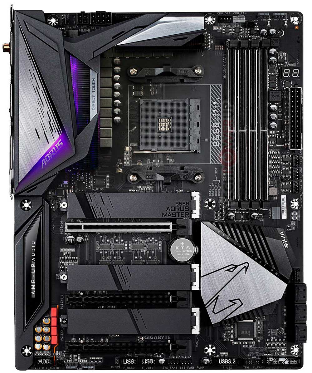 GIGABYTE-B550-AORUS-Master "width =" 1000 "height =" 1195 "srcset =" https://www.bitcoinminershashrate.com/wp-content/uploads/2020/05/1588878626_897_B550-motherboards-filtered-the-first-models-with-this-chipset.jpg 1000w, https://hardzone.es/app/uploads-hardzone.es/2020/05/GIGABYTE-B550-AORUS-Master-251x300.jpg 251w, https://hardzone.es/app/uploads-hardzone.es /2020/05/GIGABYTE-B550-AORUS-Master-857x1024.jpg 857w, https://hardzone.es/app/uploads-hardzone.es/2020/05/GIGABYTE-B550-AORUS-Master-768x918.jpg 768w "sizes =" (max-width: 1000px) 100vw, 1000px "/></p>
<p>It is the company's most premium offering for the B550 and will be a tough rival for all models. It has<strong> three M.2</strong> of which apparently one will be PCIe 4.0 and the other 3.0. As for the PCIe 4.0 ports, only two of them will be enabled under this bus and as in the case of the ASUS they will be either x16 or x8 / x8.</p>
<p>It will have a phase system with <strong>16 VRM, QCODE, 8 + 4 EPS</strong>, RGB LED system and AMP-UP Audio of the company, in addition to Wi-Fi 802.11ax and Ethernet 2.5 GbE.</p><div class=