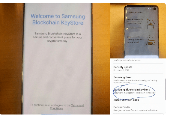 Samsung Galaxy S10 Crypto Wallet