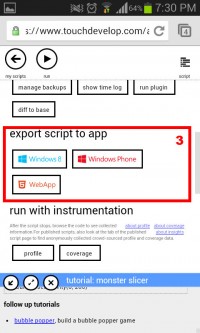 Convert script to TouchDevelop application