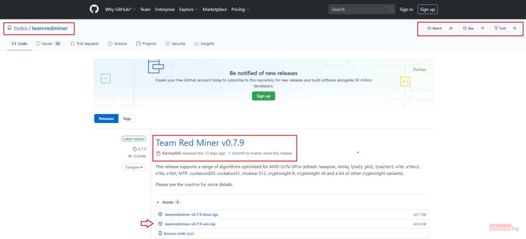 Download TeamRedMiner 0.7.3: setup, installation
