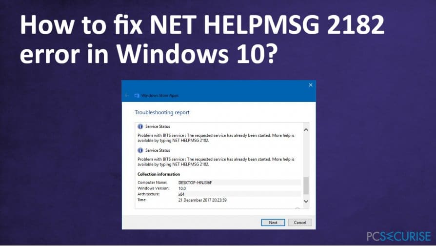 NET HELPMSG 2182 error