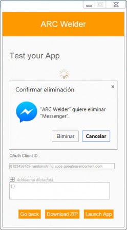 Clicking Cancel keeps the previous application loaded / saved in Google Chrome.