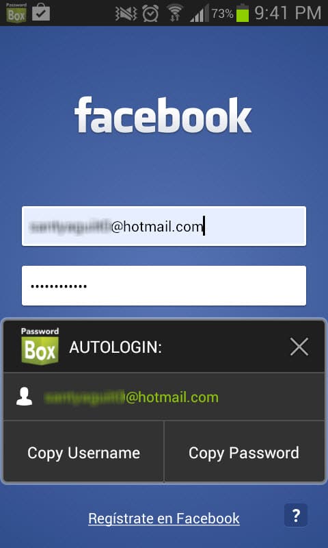passwordbox aplicacion facebook