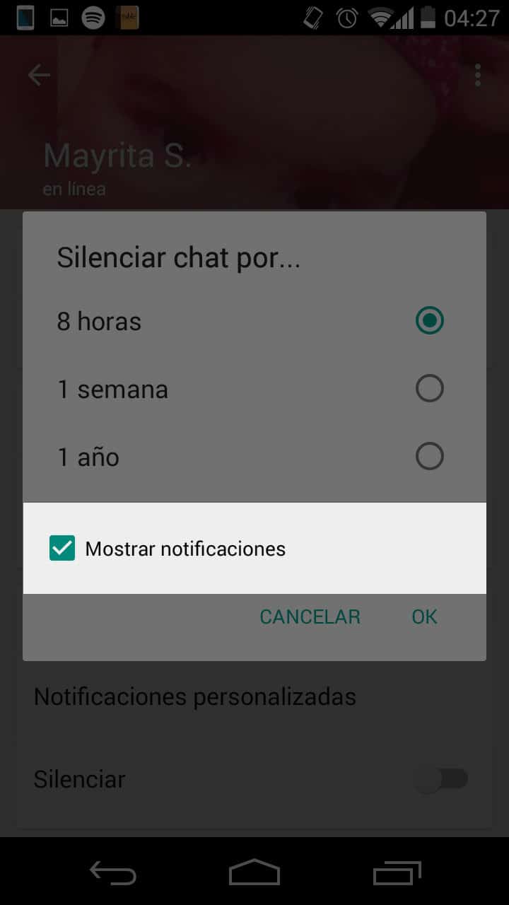 desactivar notificaciones contacto whatsapp ver contacto