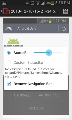 Editing the status bar screenshot cleaner