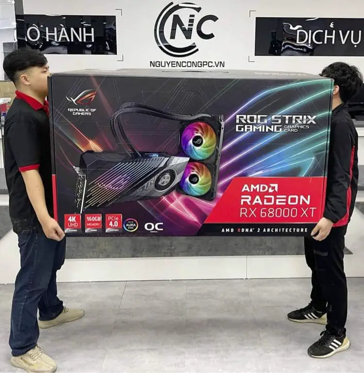 The scale model of the box Radeon RX 6800 XT pleased with the size and extra zero