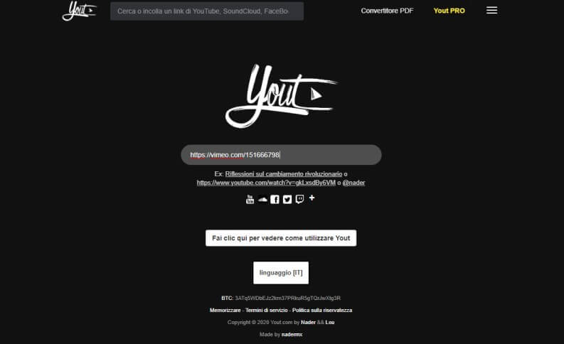 Yout: download videos from Vimeo via websites