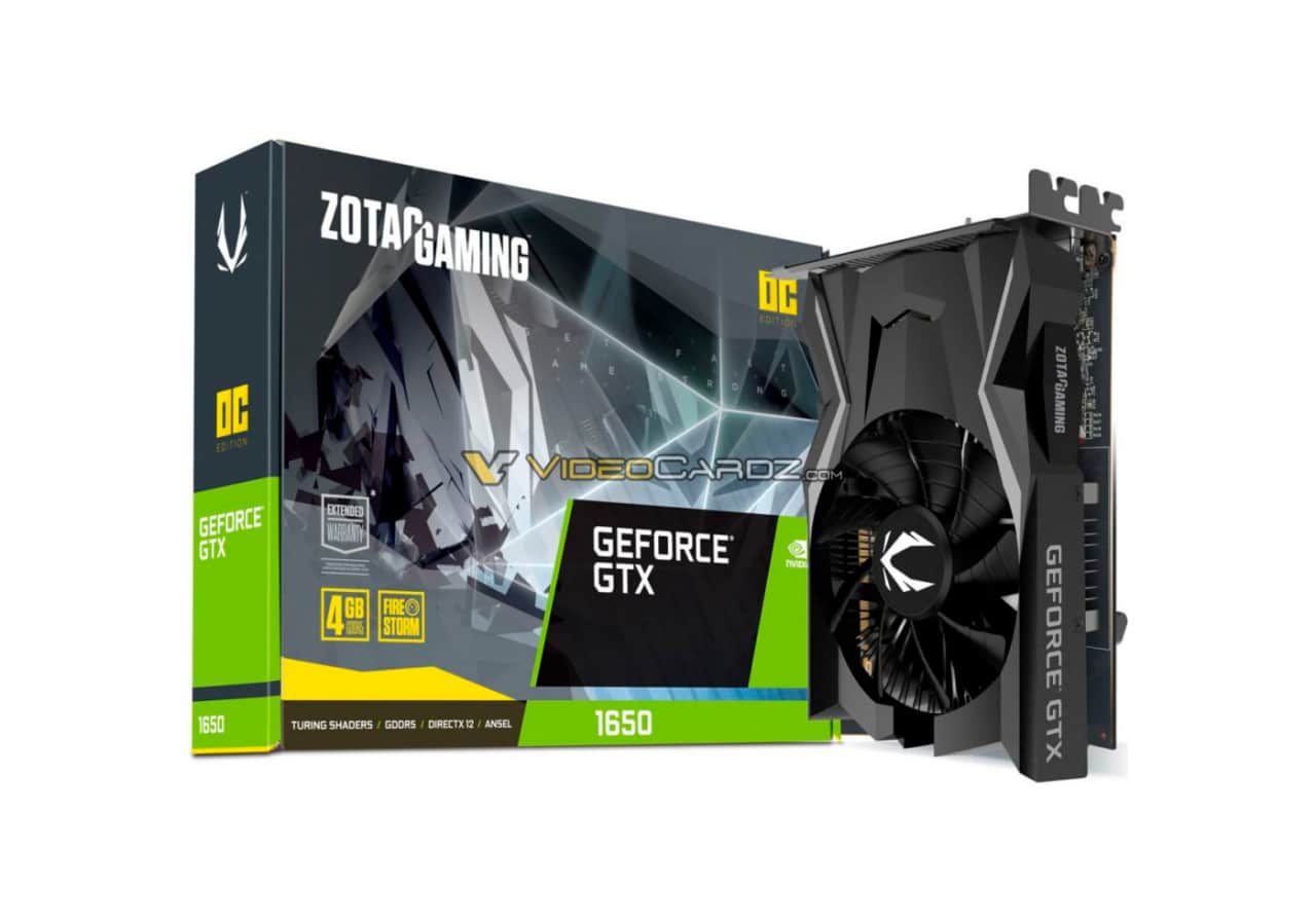 Zotac Geforce GTX 1650 without power connector can be found in the