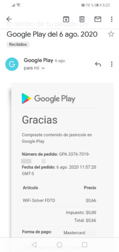purchase confirmation email google play