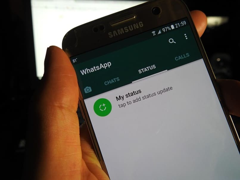Status section of the WhatsApp application on mobile