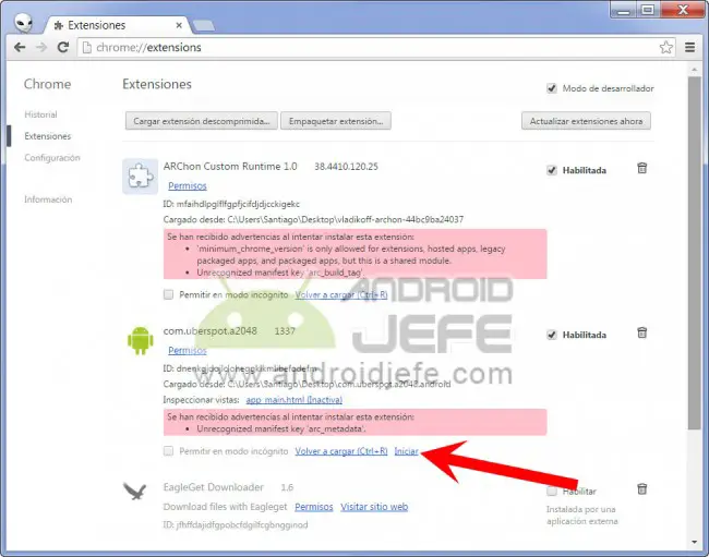 start android 2048 android game in google chrome