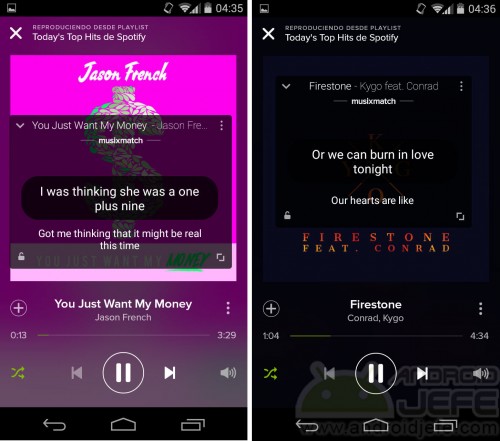 lyrics spotify android