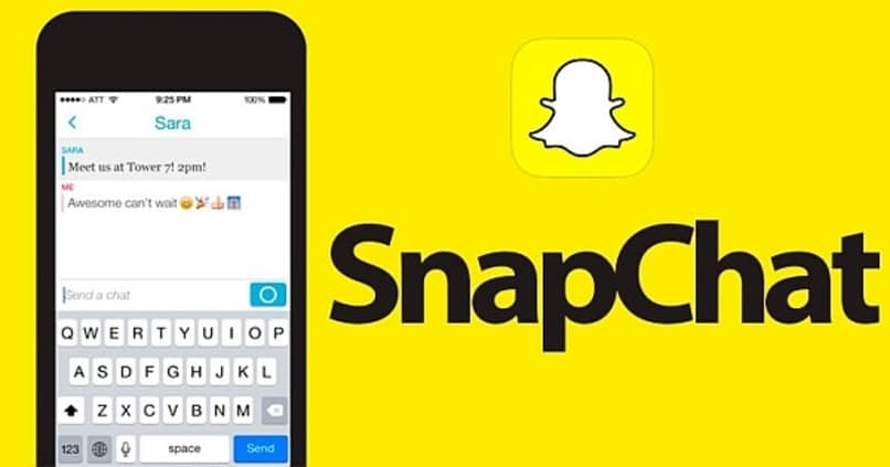 snapchat on mobile with the logo in the background