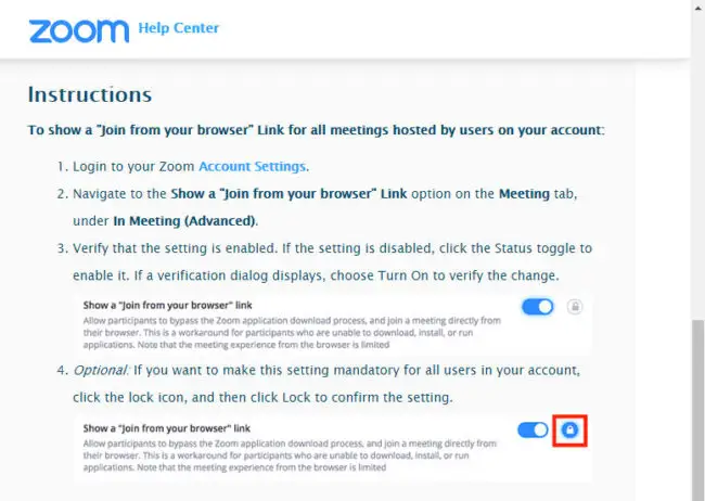 Instructions for Allowing Users to Join Zoom Meetings from the Browser