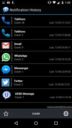 view notification history in android app