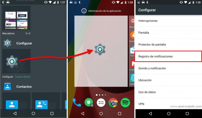 view notification history in android widget