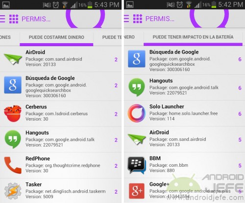 view permissions android applications impact battery balance