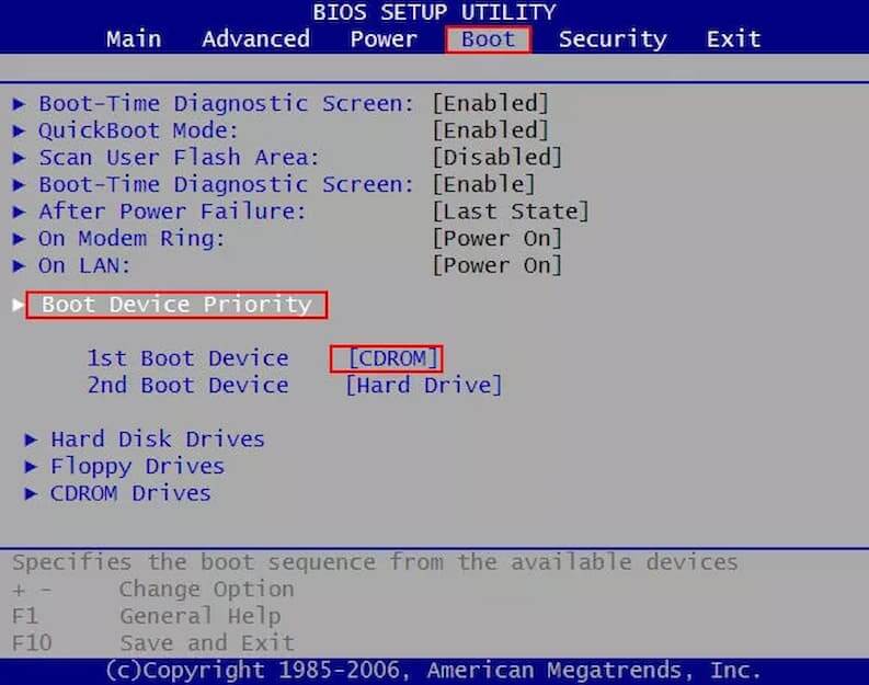 Disk Execution Boot from BIOS boot change