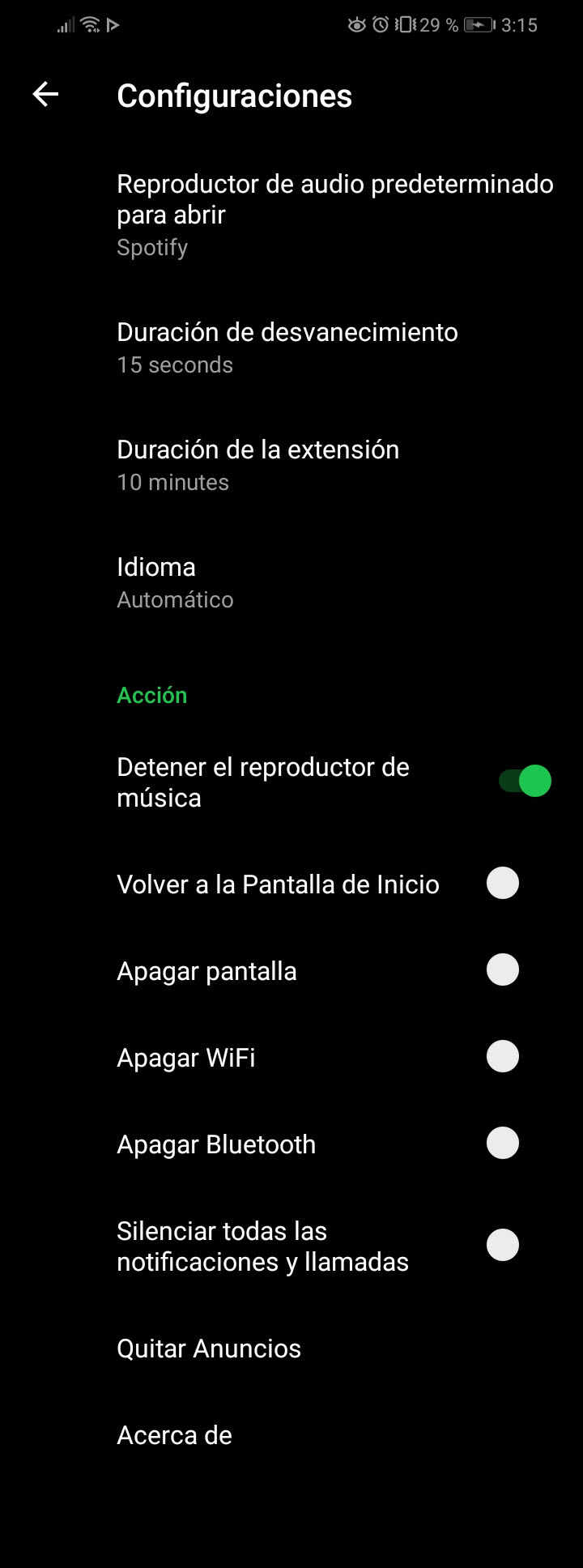 sleep timer settings for android