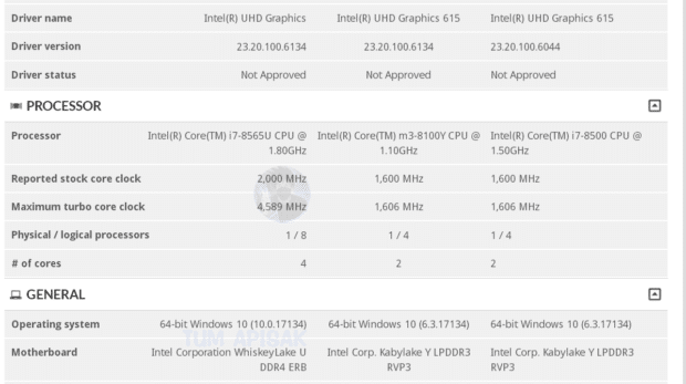 Intel Whiskey Lake-U Core i7-8565U and i5-8265U disclosed