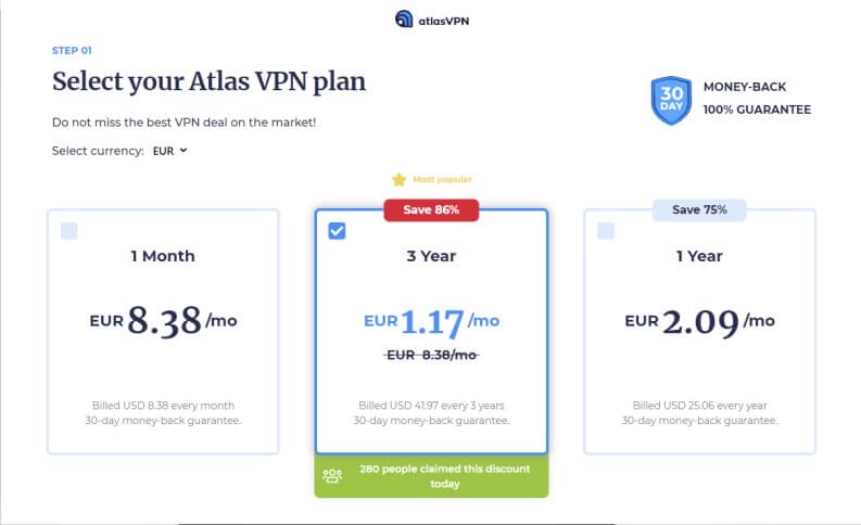 How much cost Atlas VPN Premium?