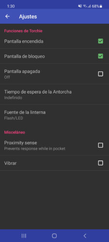 flashlight settings volume buttons