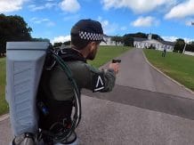 A policeman with a jetpack in action.  Watch the video