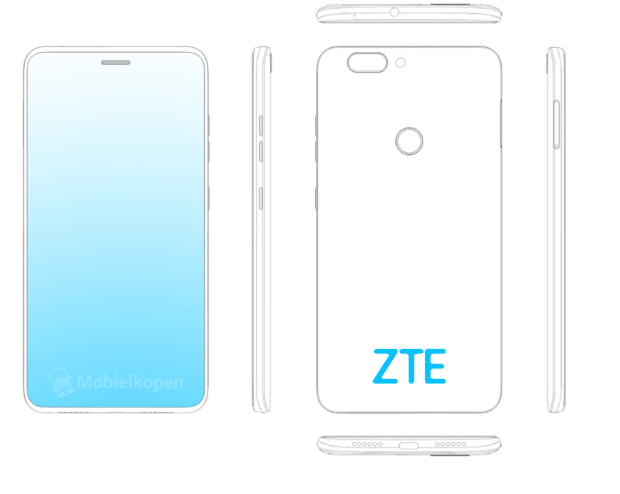 ZTE, patent, wyświetlacz ZTE, ekran ZTE, otwór ZTE. głośnik ZTE