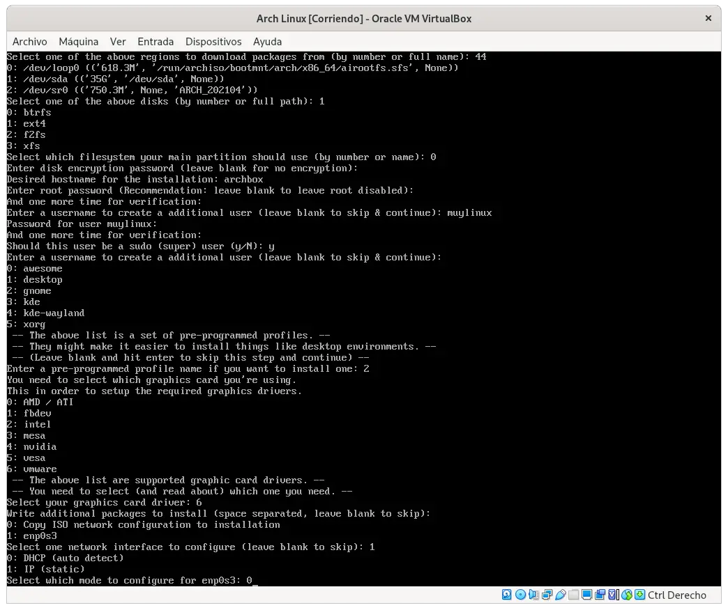 Setting up the network in Arch Linux
