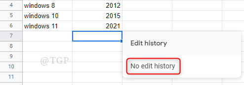 No cell edit history Google Sheets