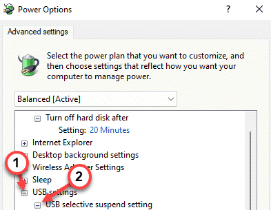 USB selective suspend setting Min.