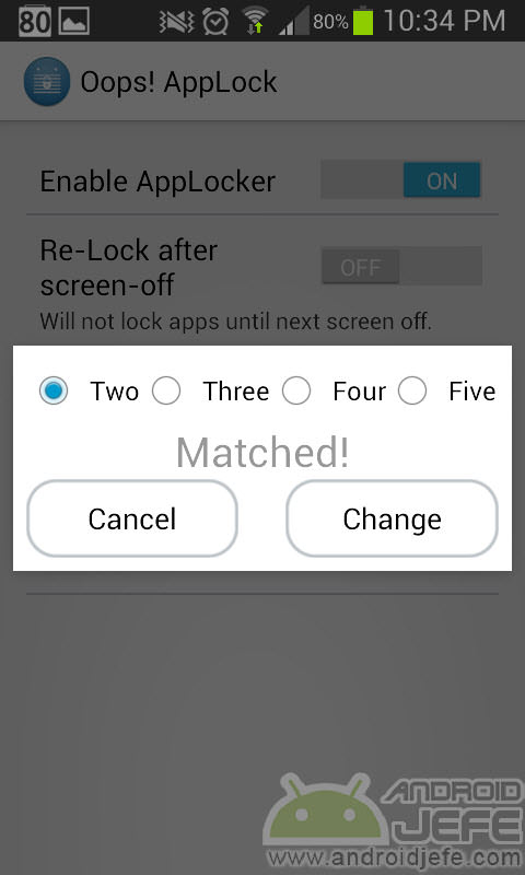 Oops app locker configurar patron botones