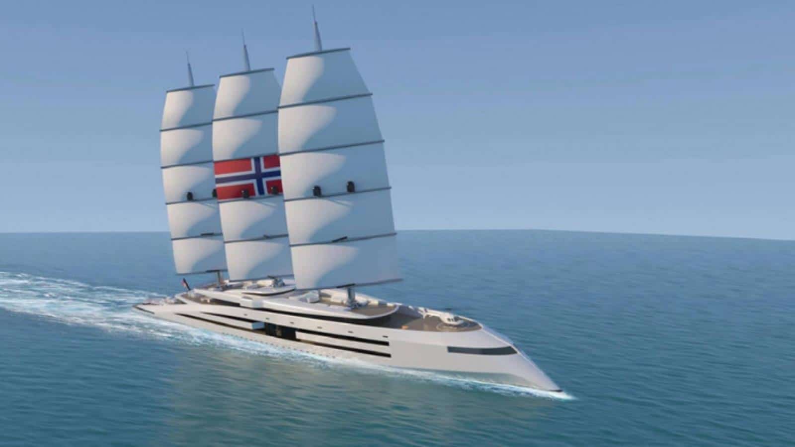 The zero-emission superyacht Norway owes its uniqueness to sails straight from the Langskip