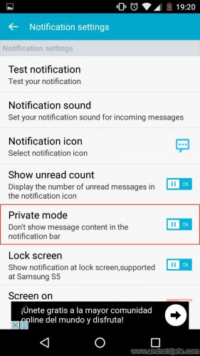 do not show messages status bar android handcent sms