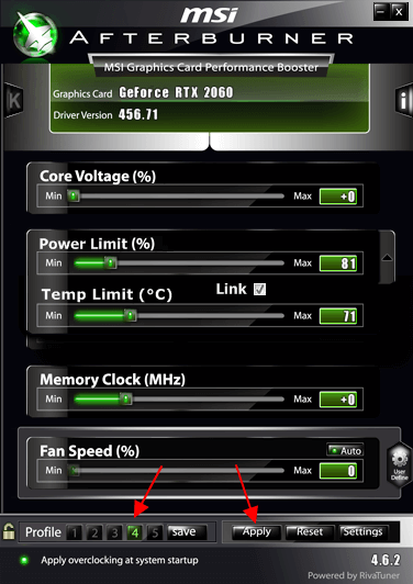 load old settings from saved profile