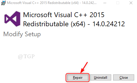 Visual C ++ repair window