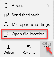 Voice recorder app Bottom right Three point open file location