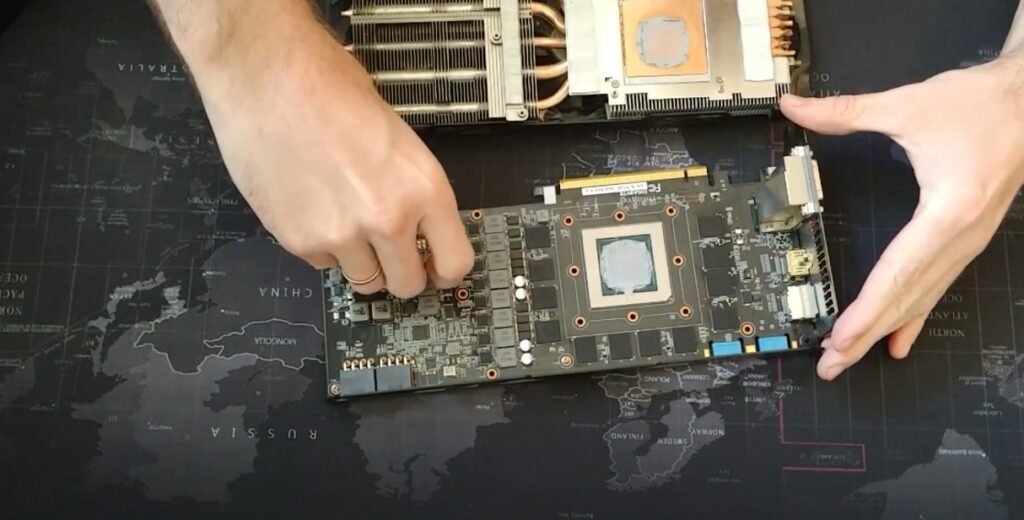 Repair of the blade of the video card chip.  We disassemble the video card