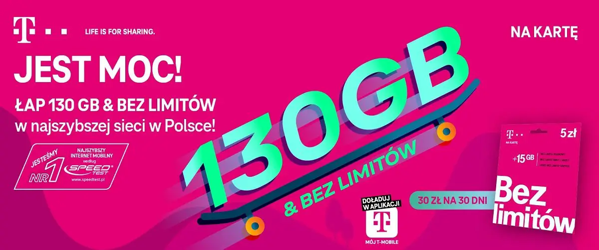New T-Mobile promotion - PLN 30 for unlimited calls and SMS and 130 GB