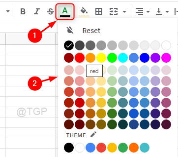 Change Google Sheet Minimum text color