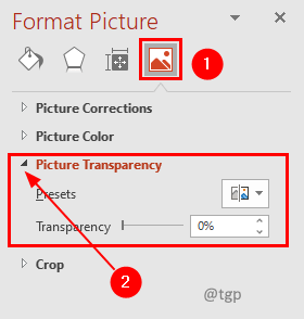 Transparency setting Min.