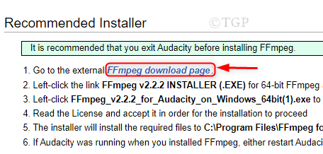 Go to the Ffmpeg Lib Min download page