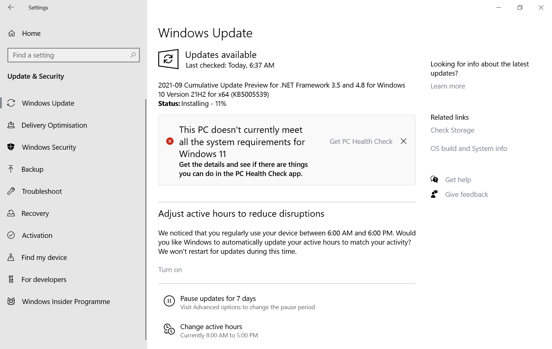 This PC does not currently meet all the system requirements for Windows 11