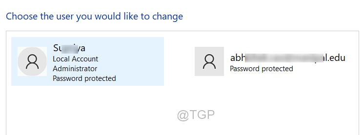 Choose a user account to change the account type Win11 Min