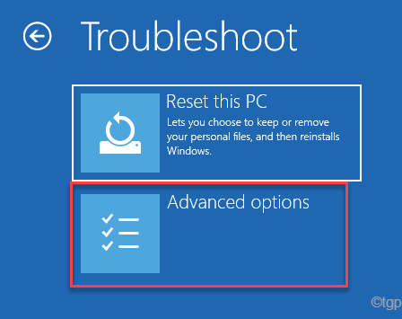 Troubleshoot Reset this PC Advanced options Startup Repair Min.