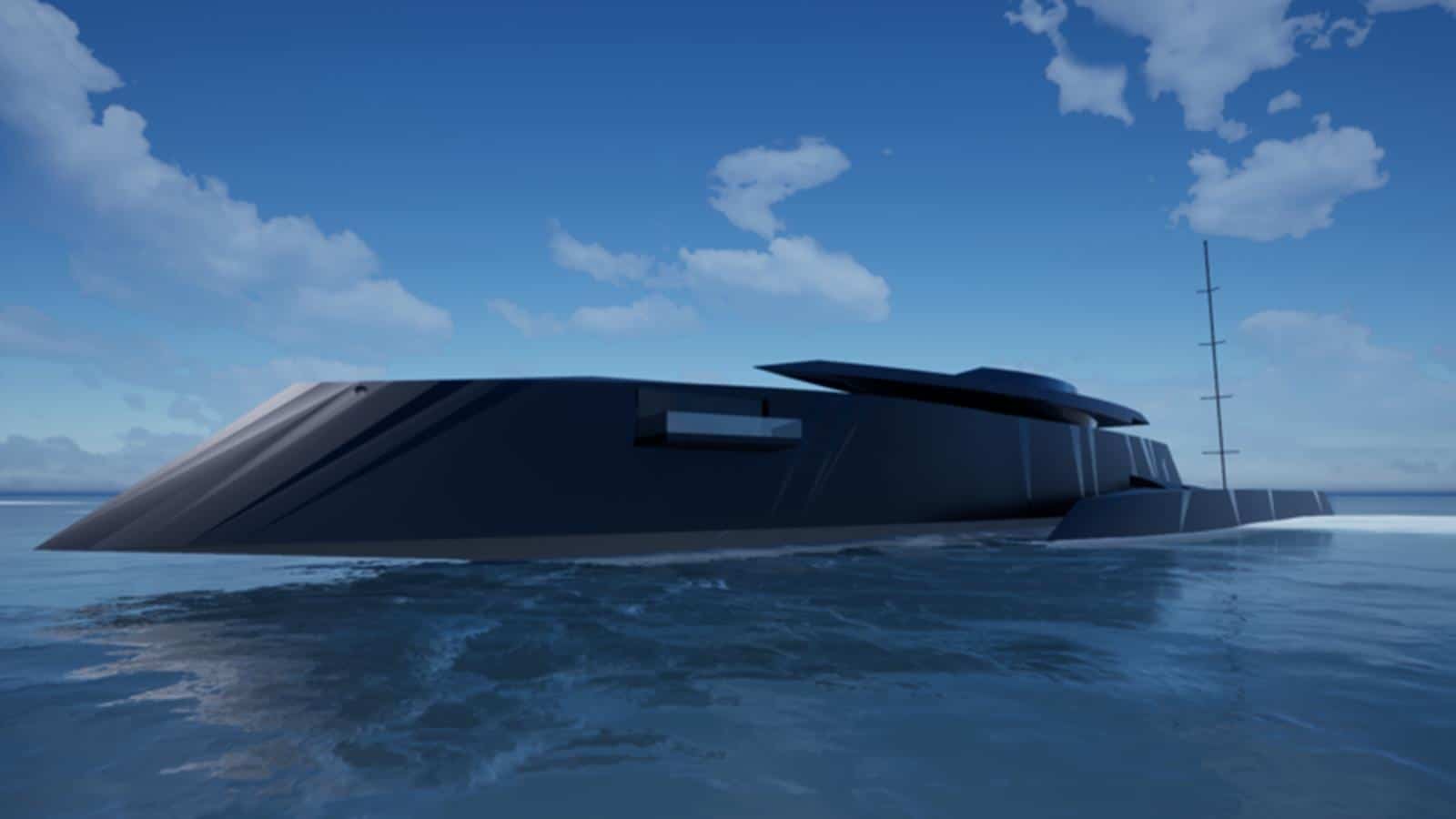 This is a luxury Bond Girl trimaran inspired by the companions of agent 007